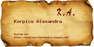 Korpics Alexandra névjegykártya